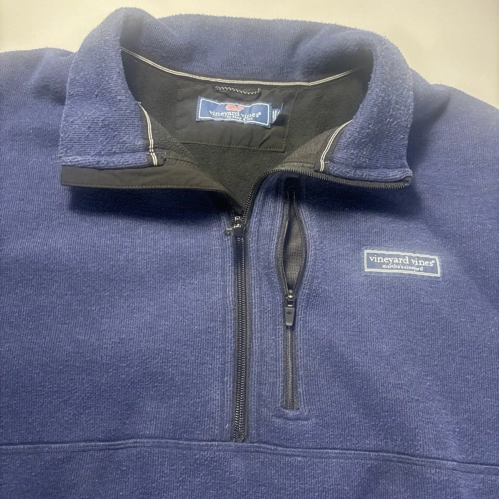 Vineyard Vines Pullover XL Mens Blue 1/4 Zip Fleece Long Sleeve Preppy Casual - Picture 3 of 11